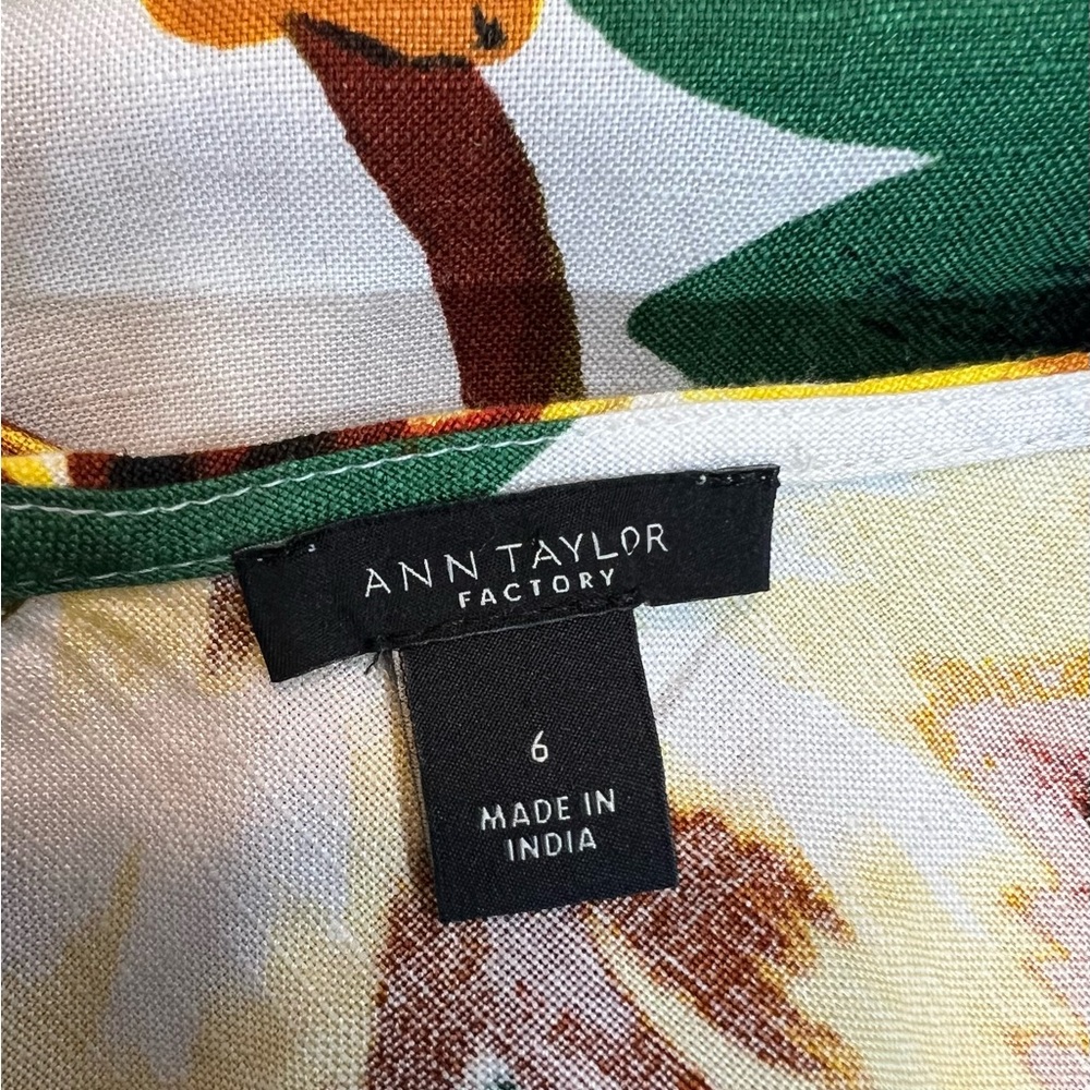 Ann Taylor Factory Floral Sleeveless Midi Summer Casual Linen Dress - Picture 5 of 8